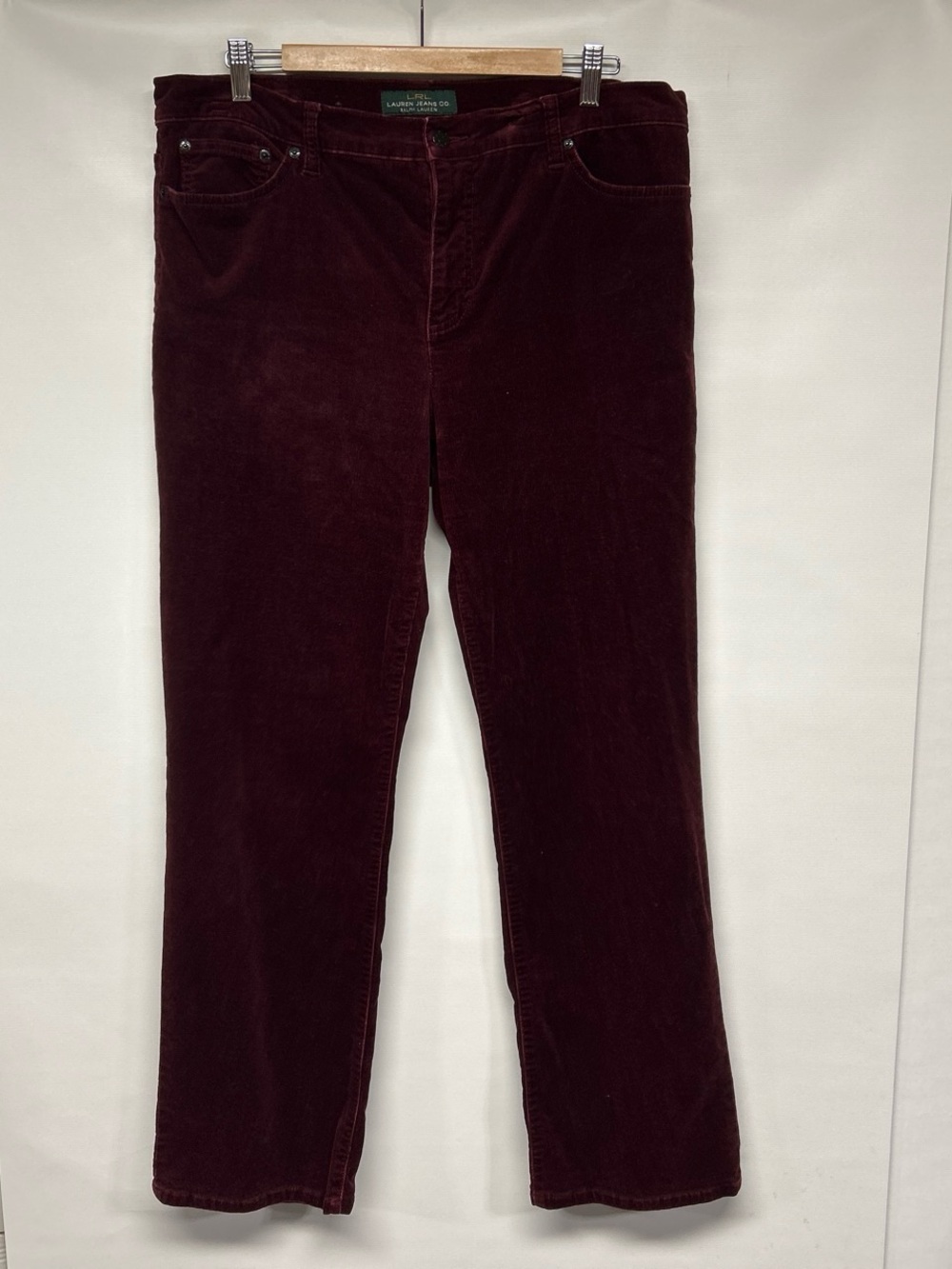 Ralph Lauren Women's Deep Burgundy Corduroy Straight-Leg Jeans